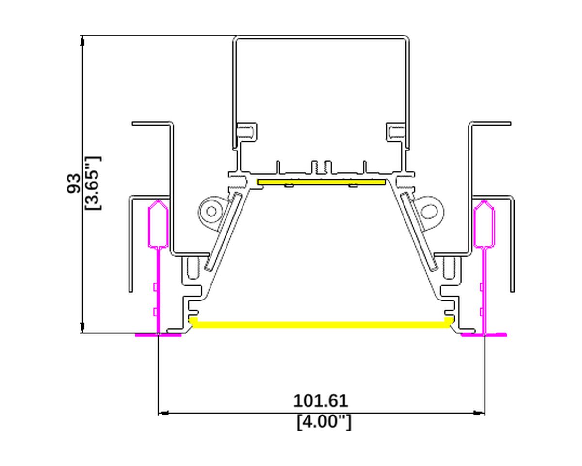 AM40G architectural luminaire dimension drawing with original measurements