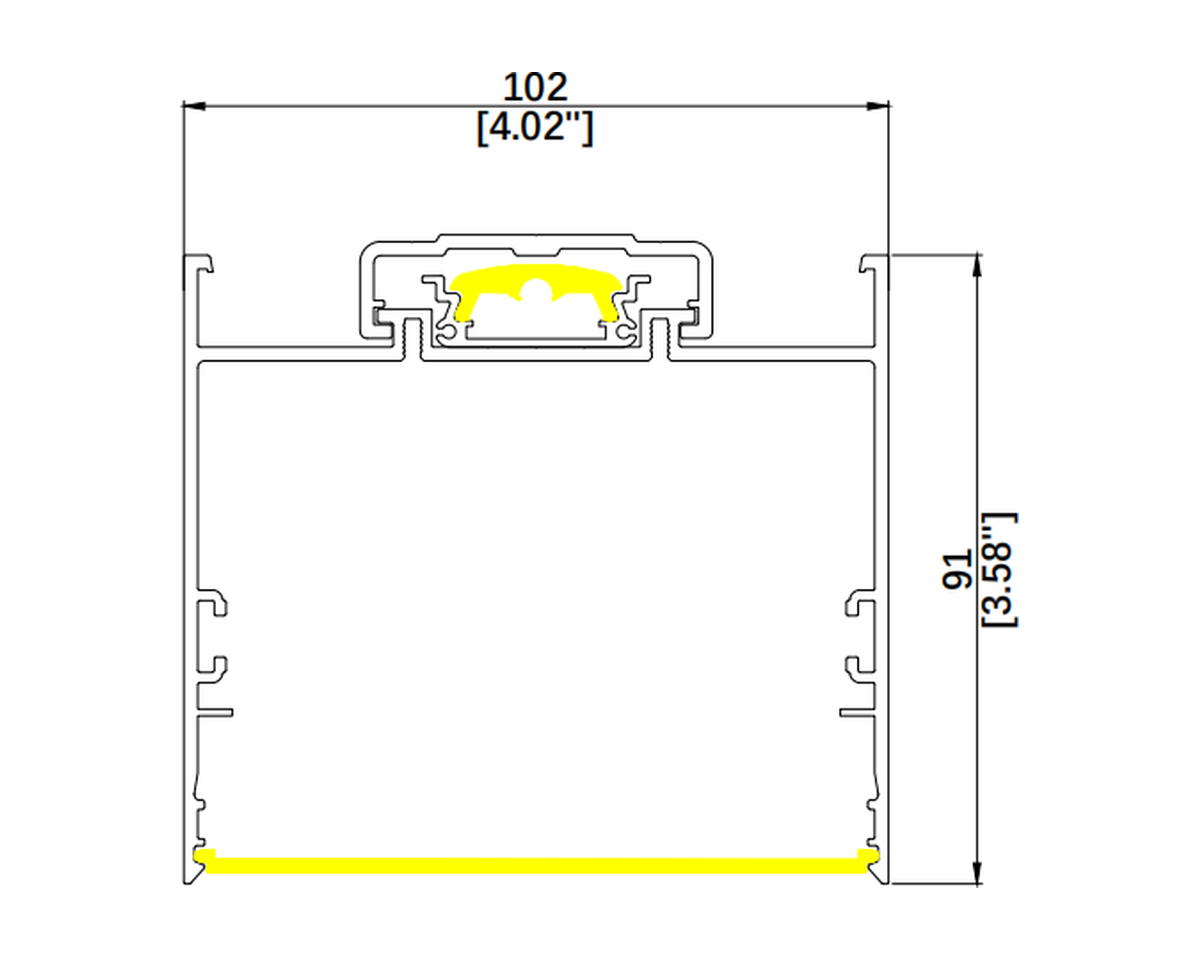 AM40S architectural luminaire dimension drawing with original measurements