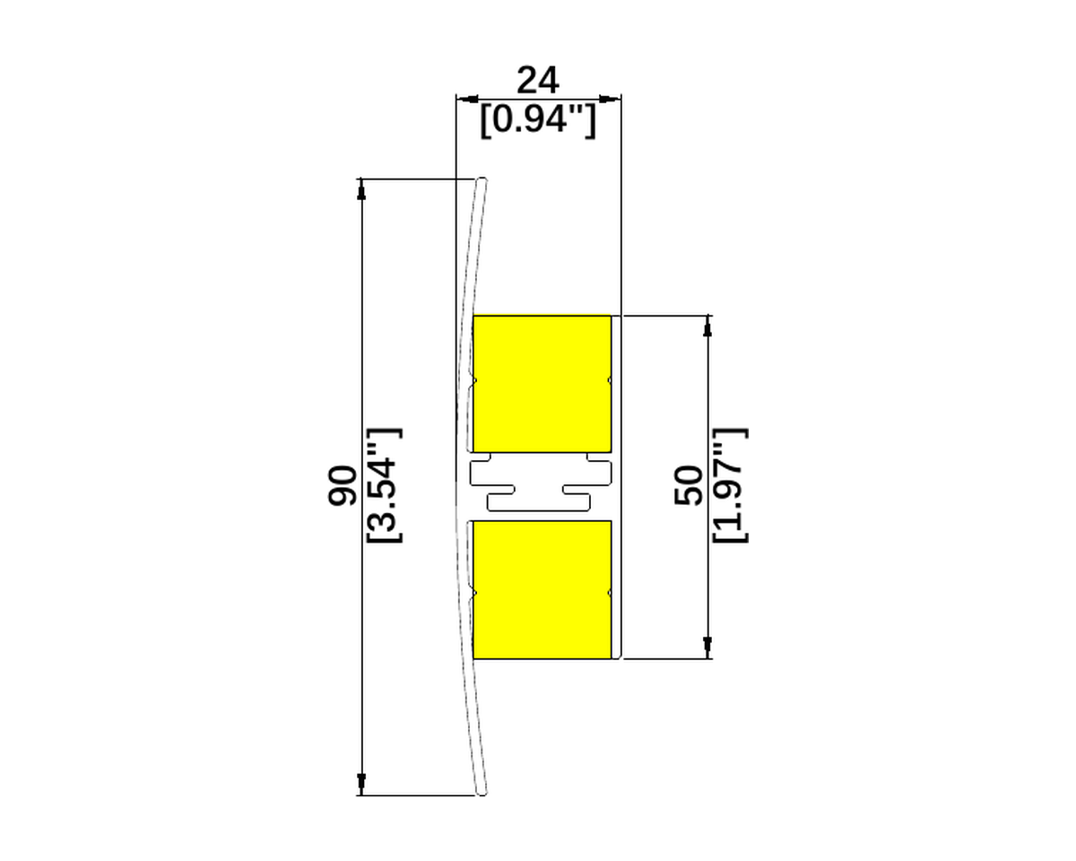 AR2090 architectural luminaire dimension drawing with original measurements