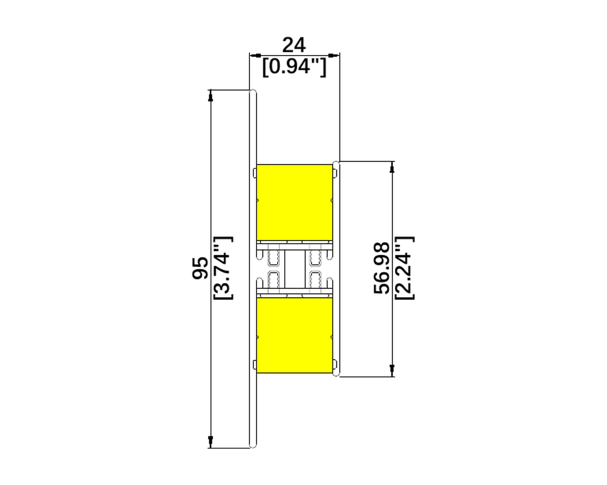 AR2495 architectural luminaire dimension drawing with original measurements