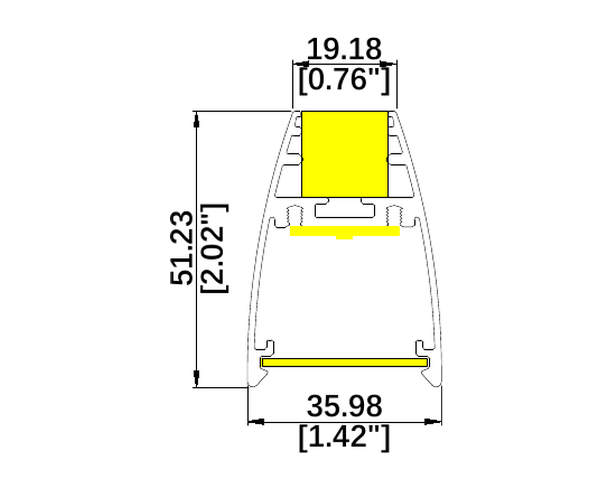 AR3651 architectural luminaire dimension drawing with original measurements