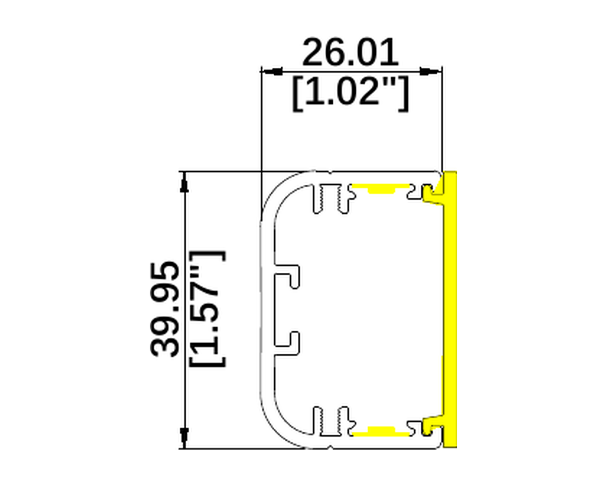 AR4026 architectural luminaire dimension drawing with original measurements