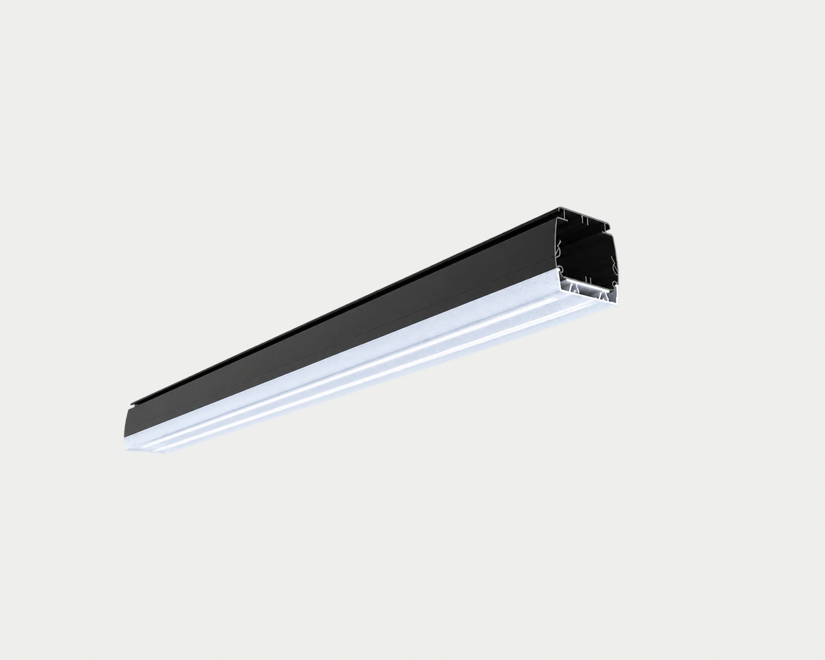 BCM04 black aluminum linear lighting profile with an open end