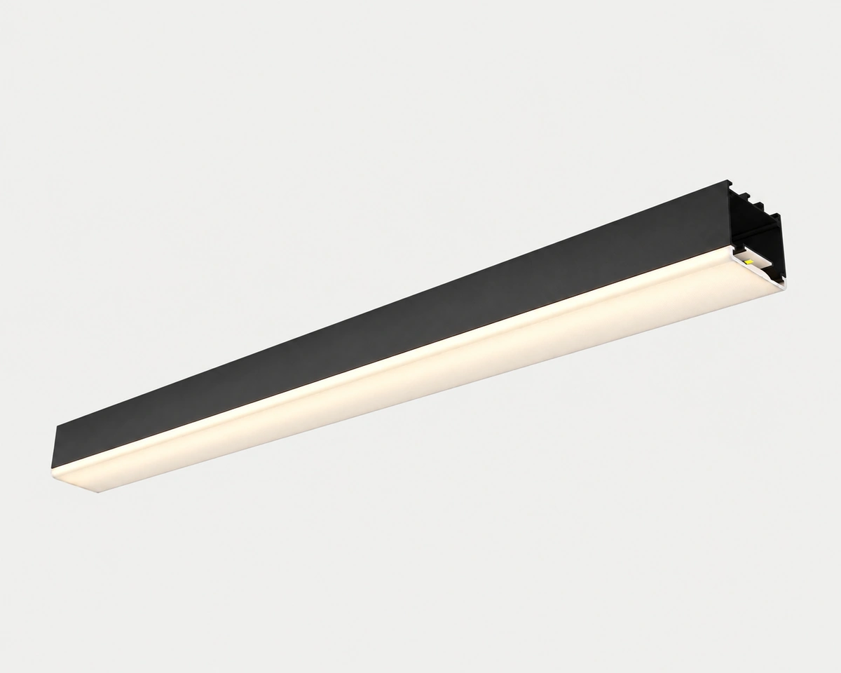CDB black linear lighting profile with an illuminated diffuser