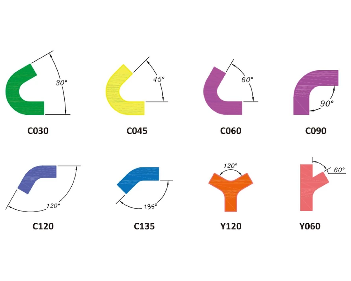 DIY Honeycomb curved and branching module diagrams with connection angles