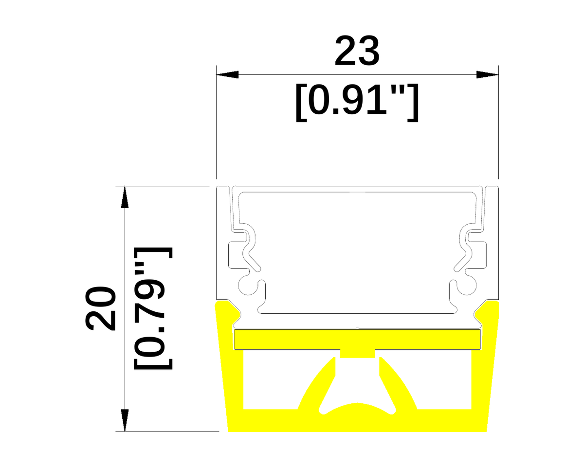 EIBCG architectural luminaire dimension drawing with original measurements
