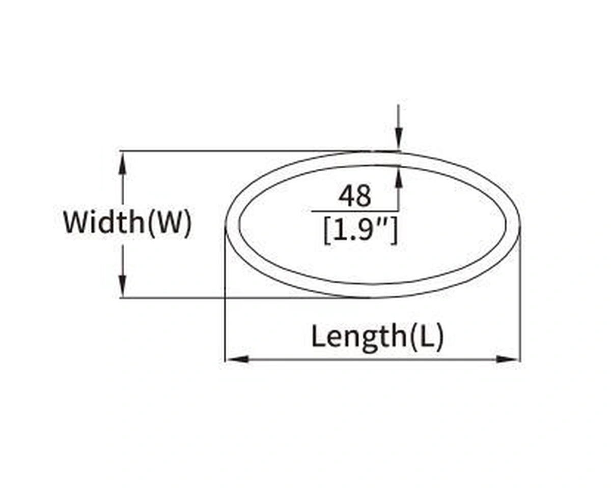 ELLIPSE oval curved LED profile geometry and dimension drawing from the Felix catalogue