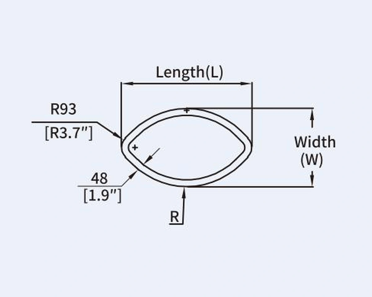 EYS eye curved LED profile geometry and dimension drawing from the Felix catalogue