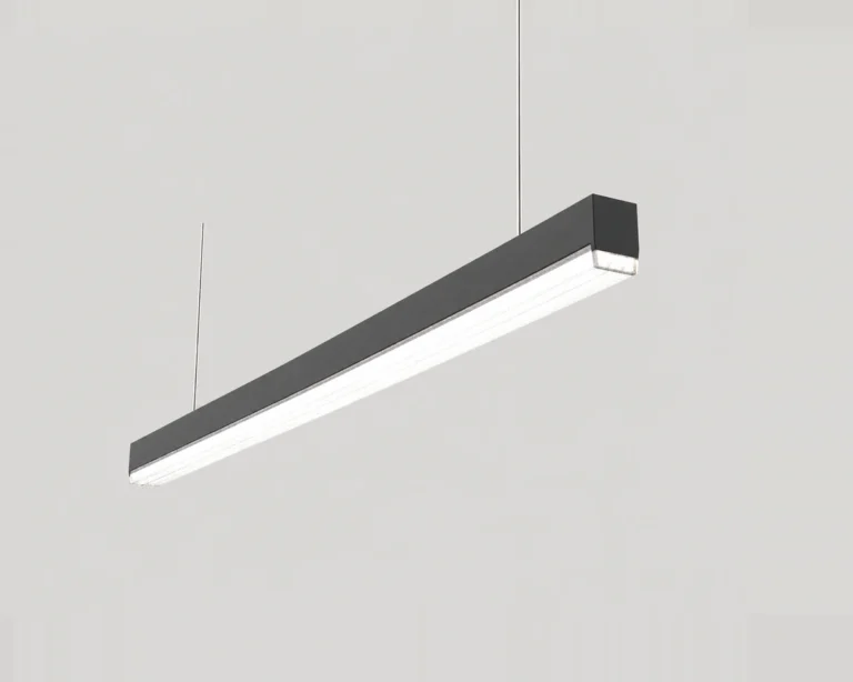HBMC black suspended linear lighting profile with a diffuser