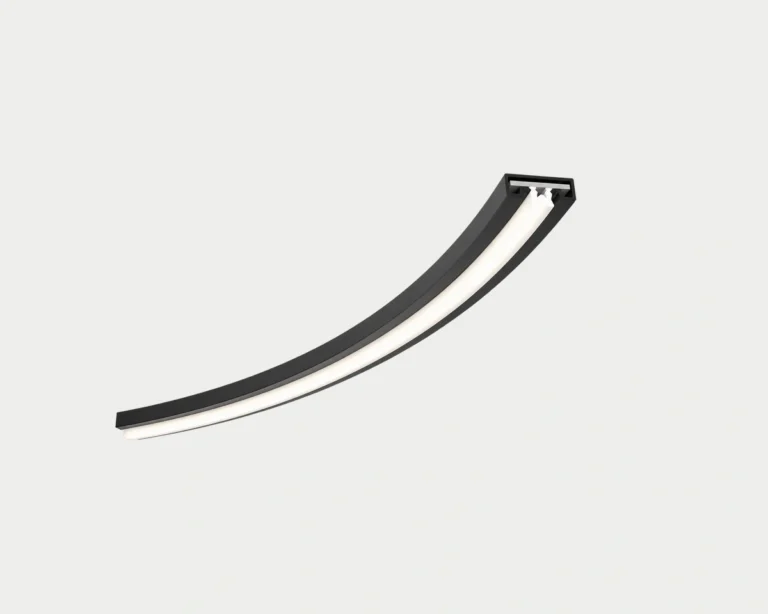 MONA02 curved black linear lighting profile with a diffuser