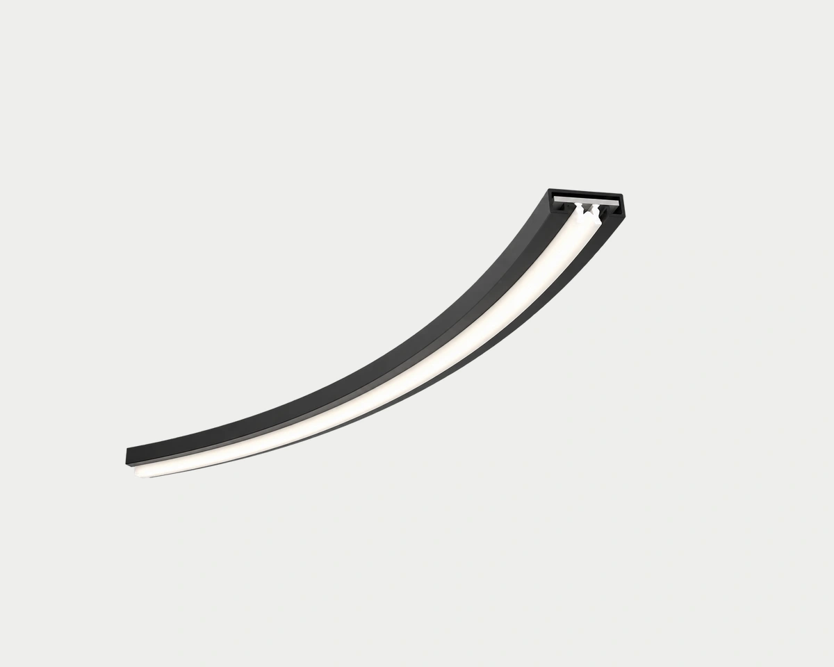 MONA02 curved black linear lighting profile with a diffuser