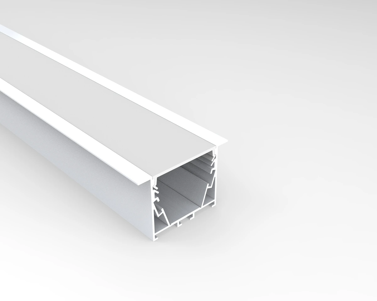 UGR Series aluminium linear profile with white recessed trim and diffuser
