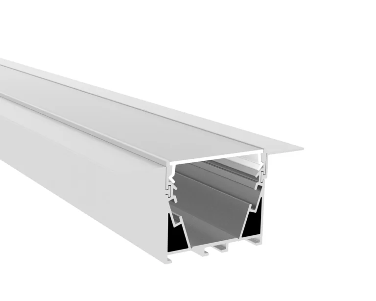 UGR Series white trimless linear profile with side mounting flanges and a diffuser
