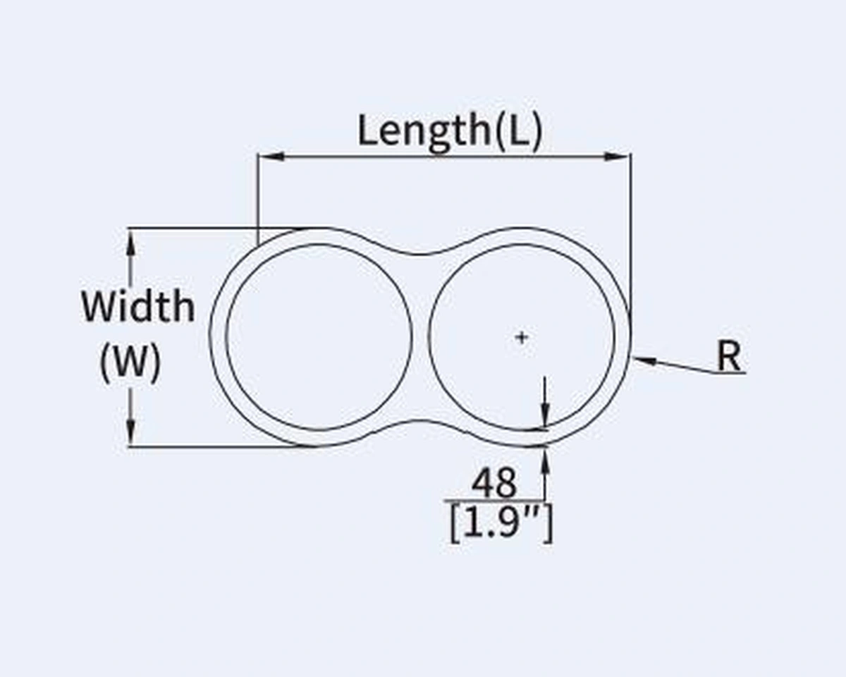RNG3B double ring curved LED profile geometry and dimension drawing from the Felix catalogue