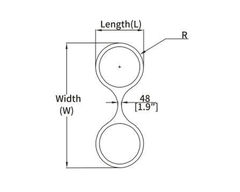 RNG4B vertical double ring curved LED profile geometry and dimension drawing from the Felix catalogue