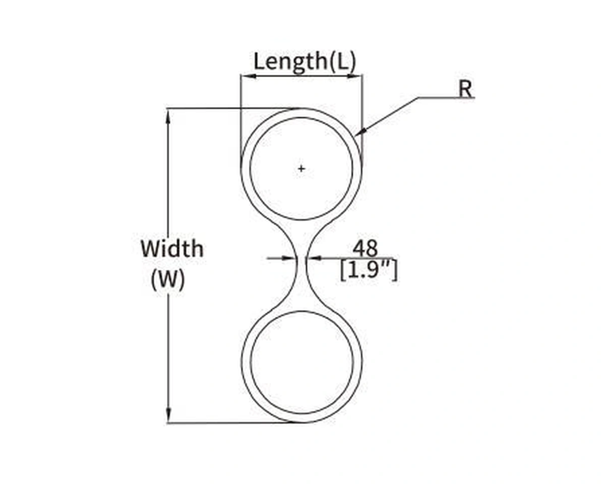 RNG4B vertical double ring curved LED profile geometry and dimension drawing from the Felix catalogue