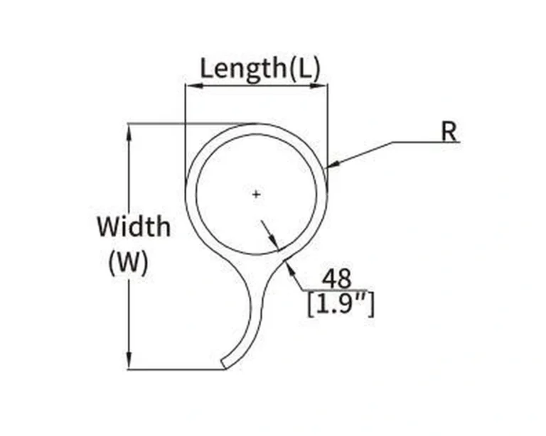 RNG5Q open double ring curved LED profile geometry and dimension drawing from the Felix catalogue