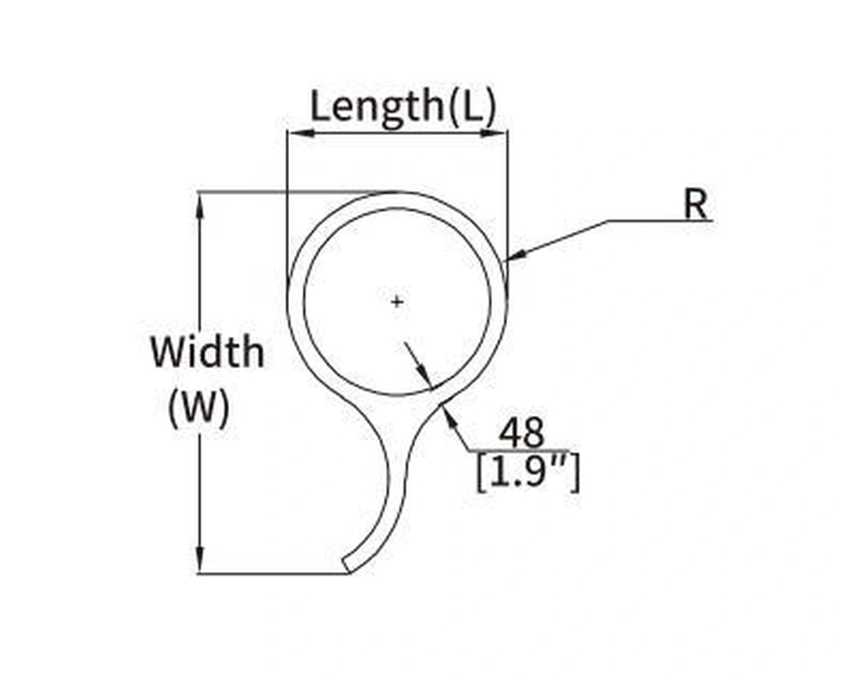 RNG5Q open double ring curved LED profile geometry and dimension drawing from the Felix catalogue