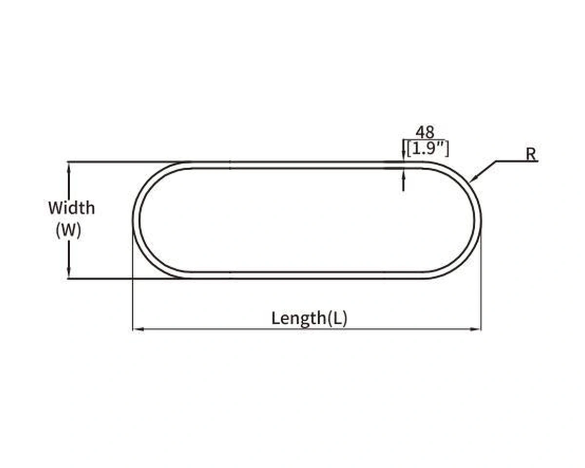 RWY runway curved LED profile geometry and dimension drawing from the Felix catalogue