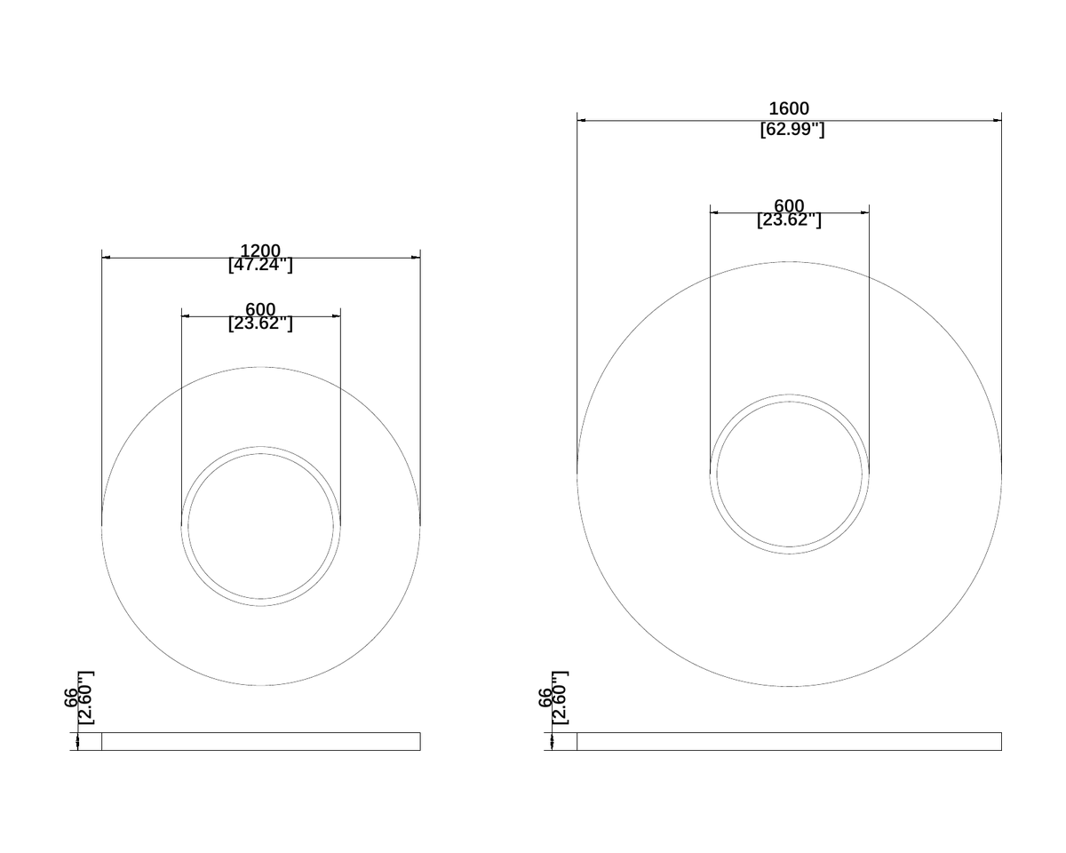 SKYLUME architectural luminaire dimension drawing with original measurements