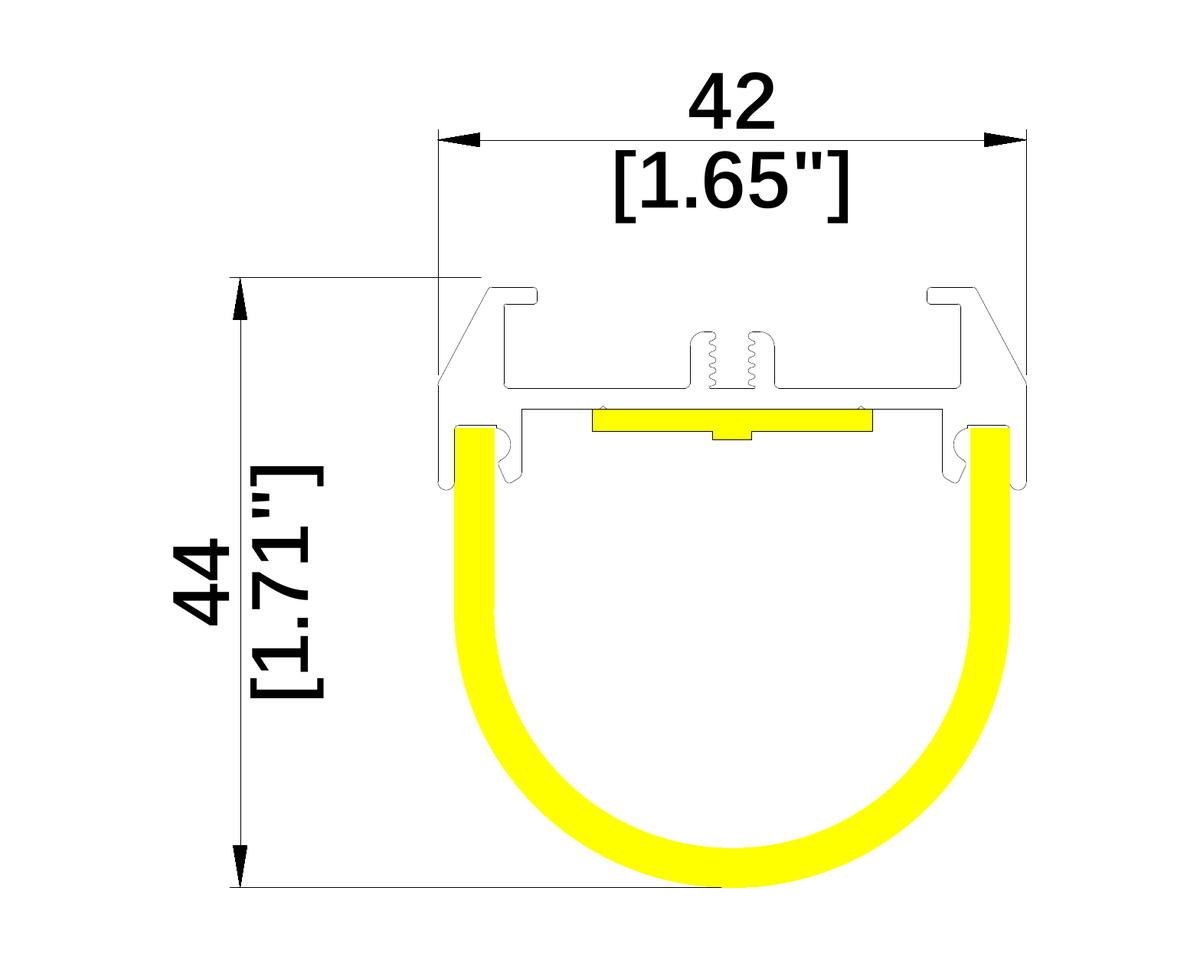 TF4244 architectural luminaire dimension drawing with original measurements