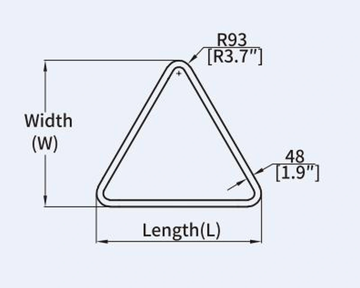 TRAG3 triangle curved LED profile geometry and dimension drawing from the Felix catalogue