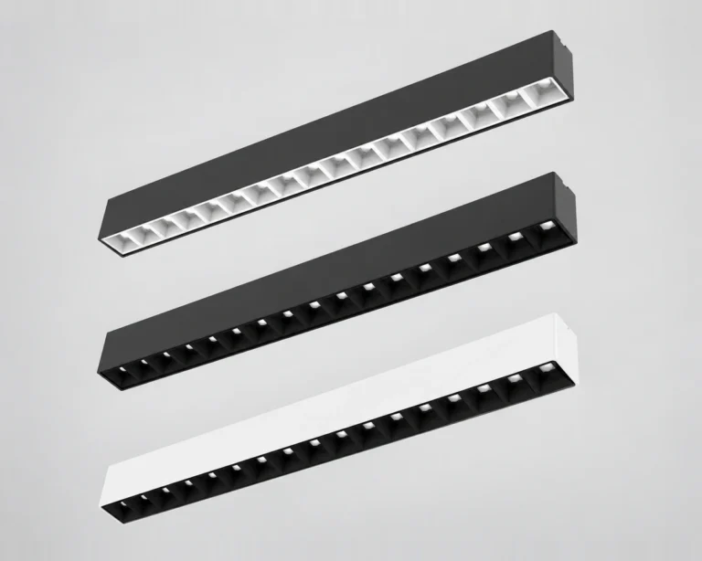 VLG linear lighting profiles in three black and white optical configurations