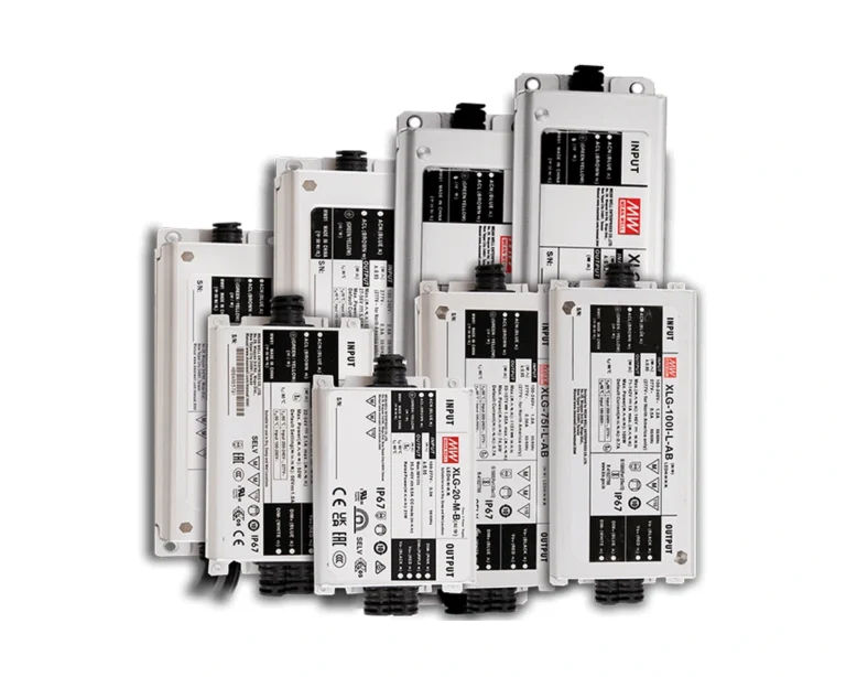 Mean Well XLG LED drivers in several sizes with enclosed metal housings